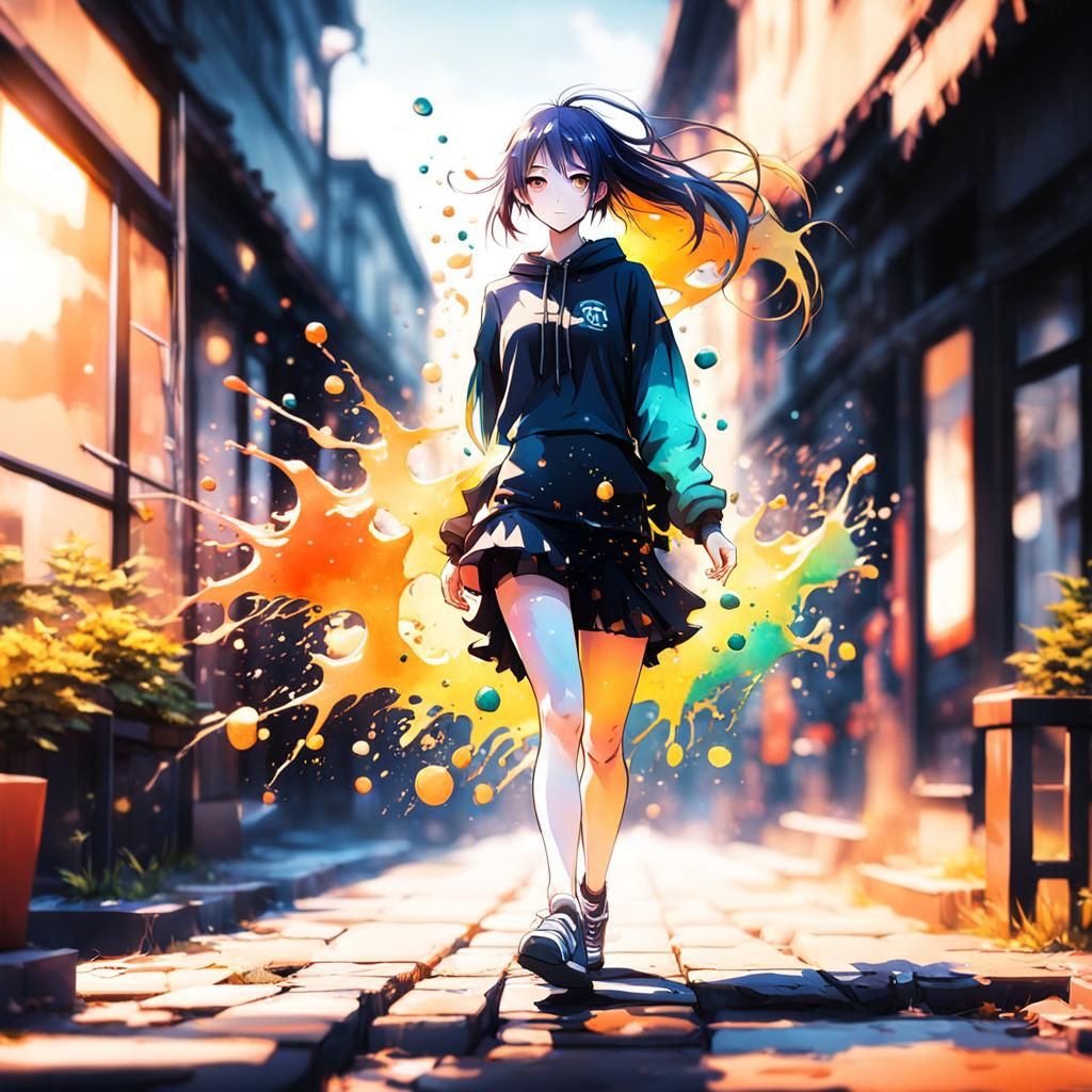 Girl in Contrasting Gothic Anime Atmospheres