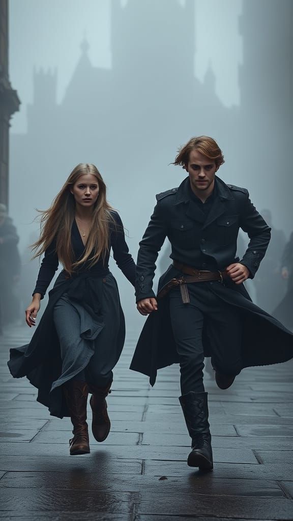 Handsome Mage Couple Flee Dark Forces in Edinburgh Fog