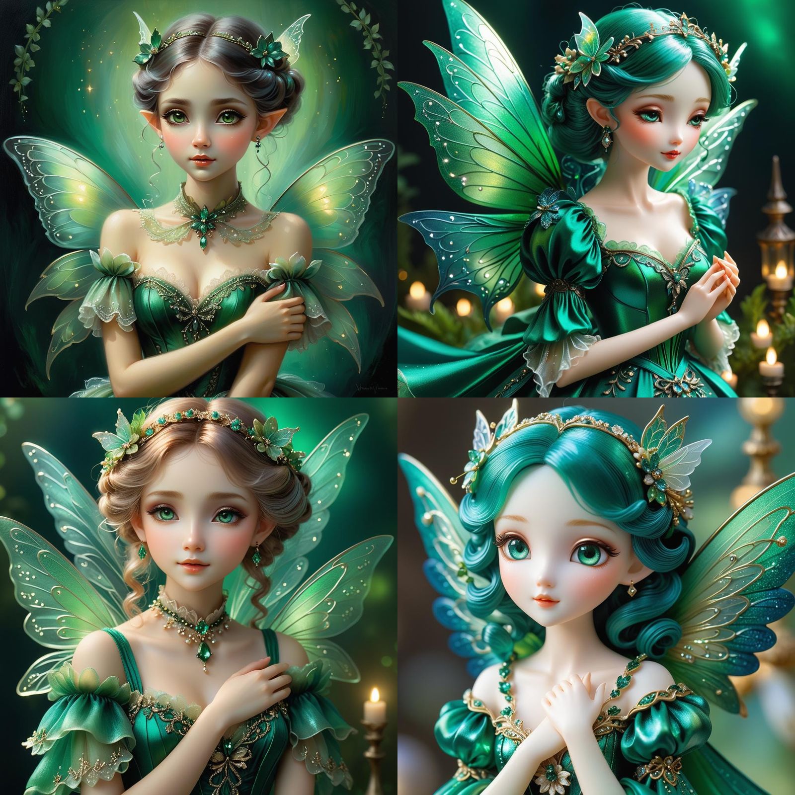 Emerald Fairy with Iridescent Wings