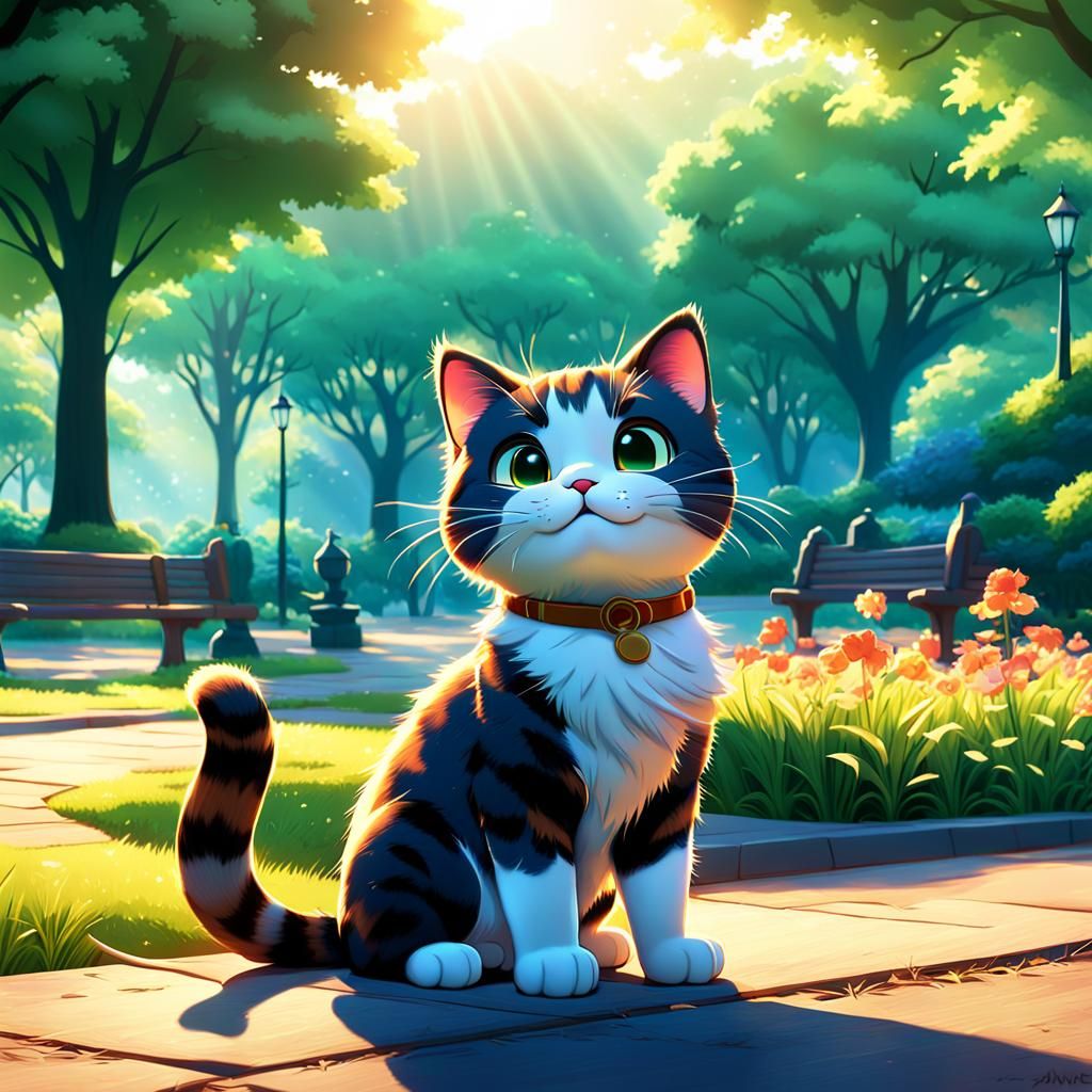 Happy Cat in Park, Anime Key Visual