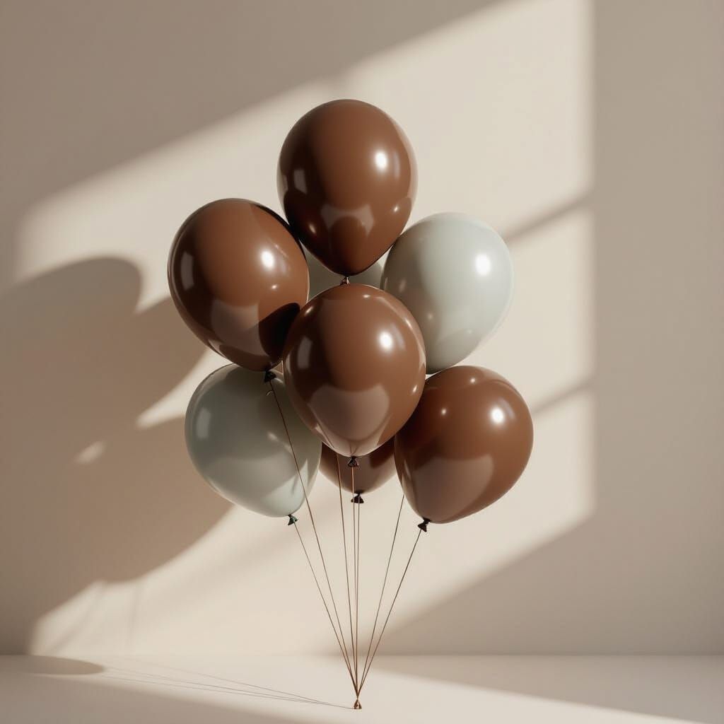 Hyperrealistic Brown and Grey Balloons in Studio