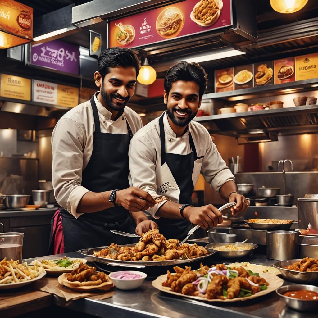 Vibrant Street Food Illustration of Shawarma Preparation