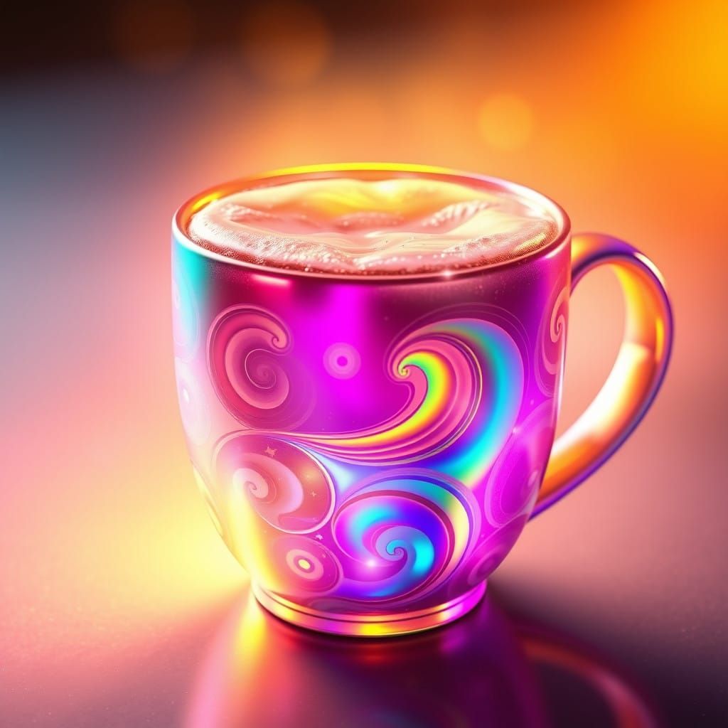 Ethereal Coffee Cup Radiates Otherworldly Energy in Cosmic P...