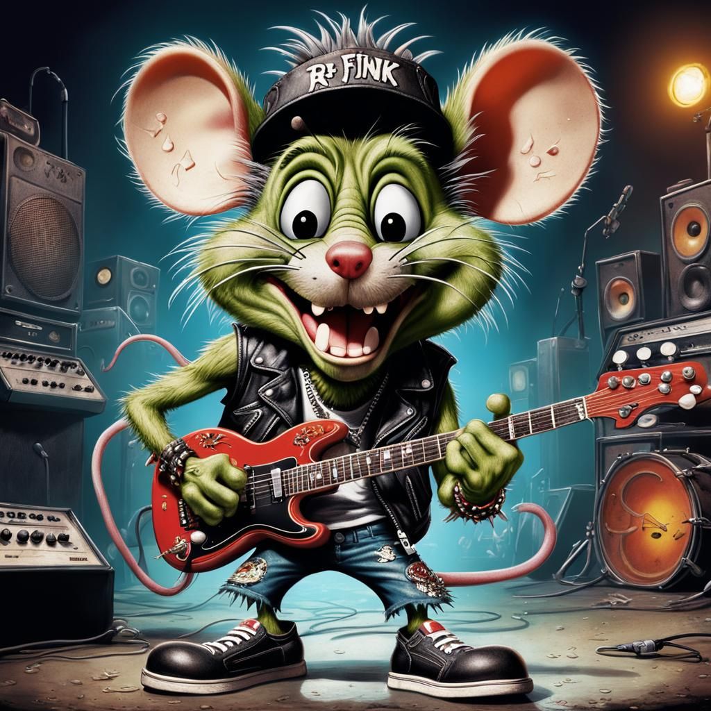 Rat Fink as Rock Band Mouse Album Cover