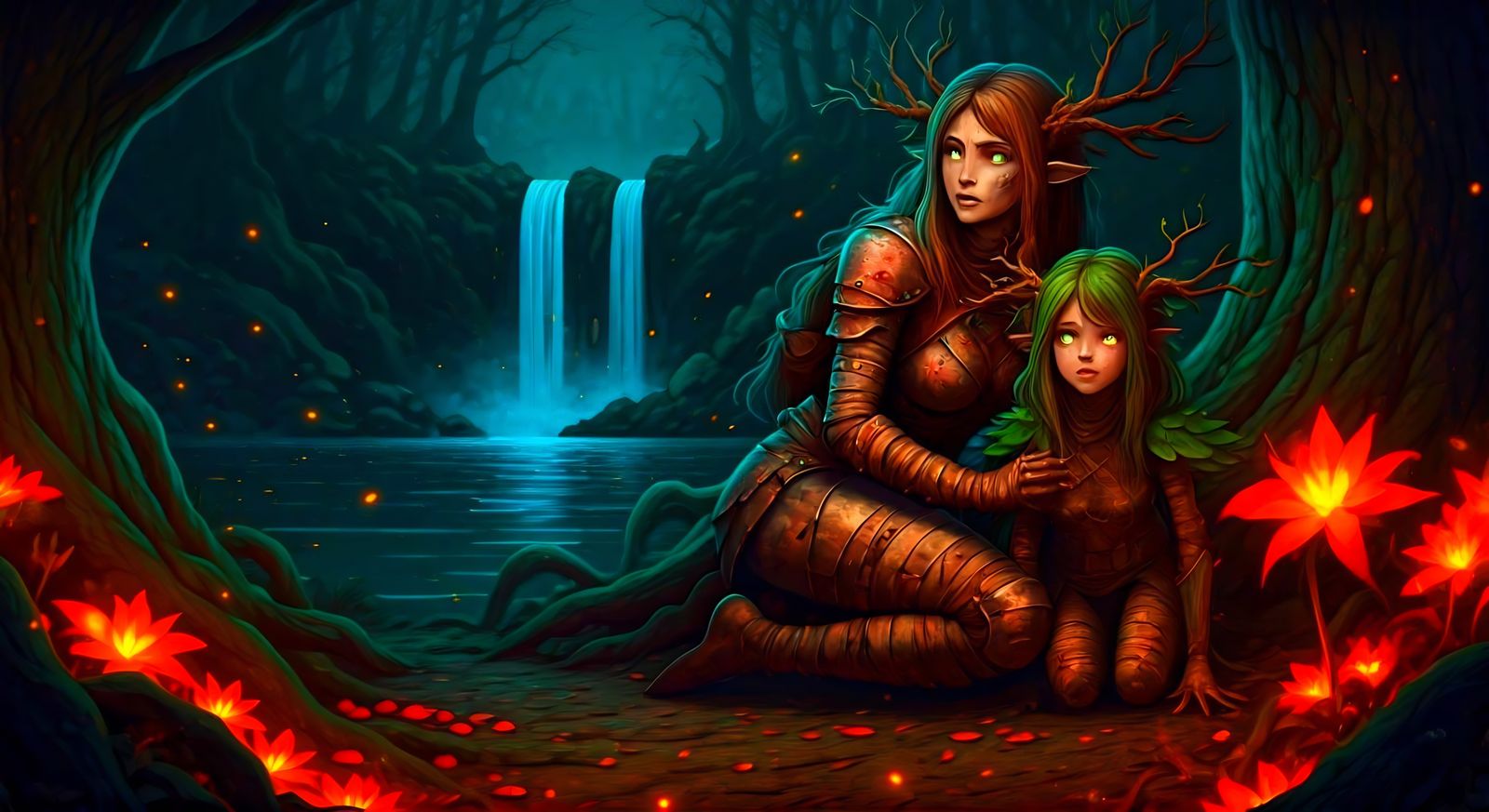 Anime Dryads Brave the Dark Neon Forest