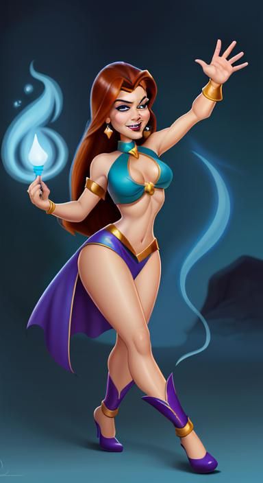 Kim Possible as an Animated Magic Genie