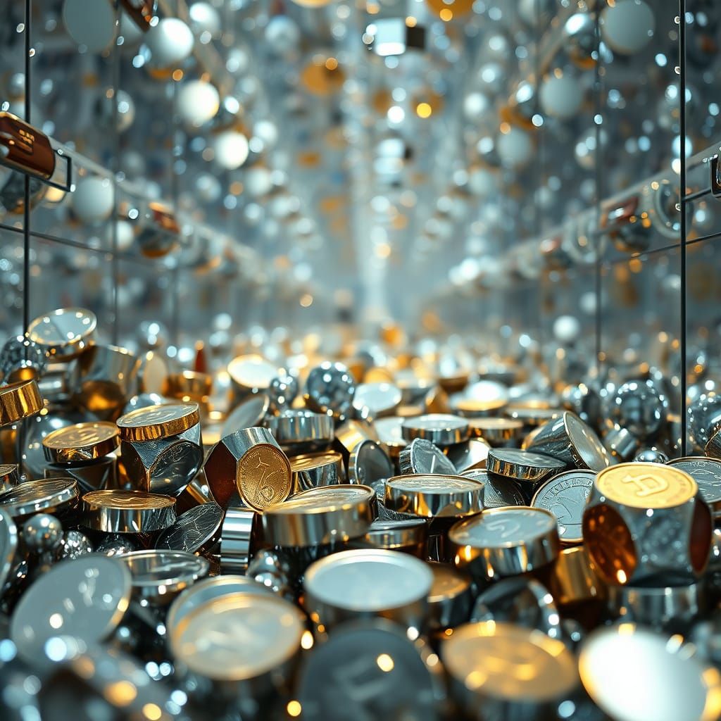 Shiny Coin Installation with Metallic Sheen