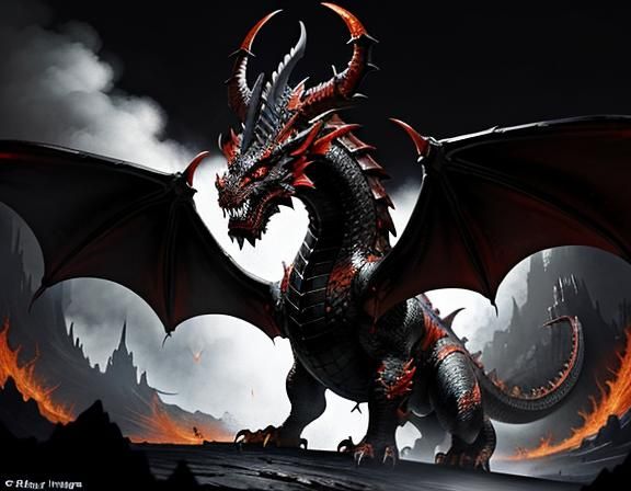 Fiery Dragon in Dynamic Fantasy Art Style
