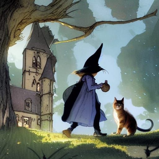 Cat Witch and Kitten Apprentice Adventure