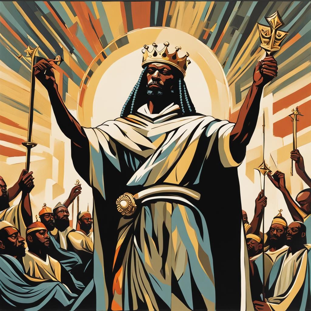 Abstract Art: Dark King with Bowing Subjects