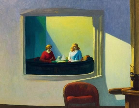 Edward Hopper Style: Lone Figure in Room