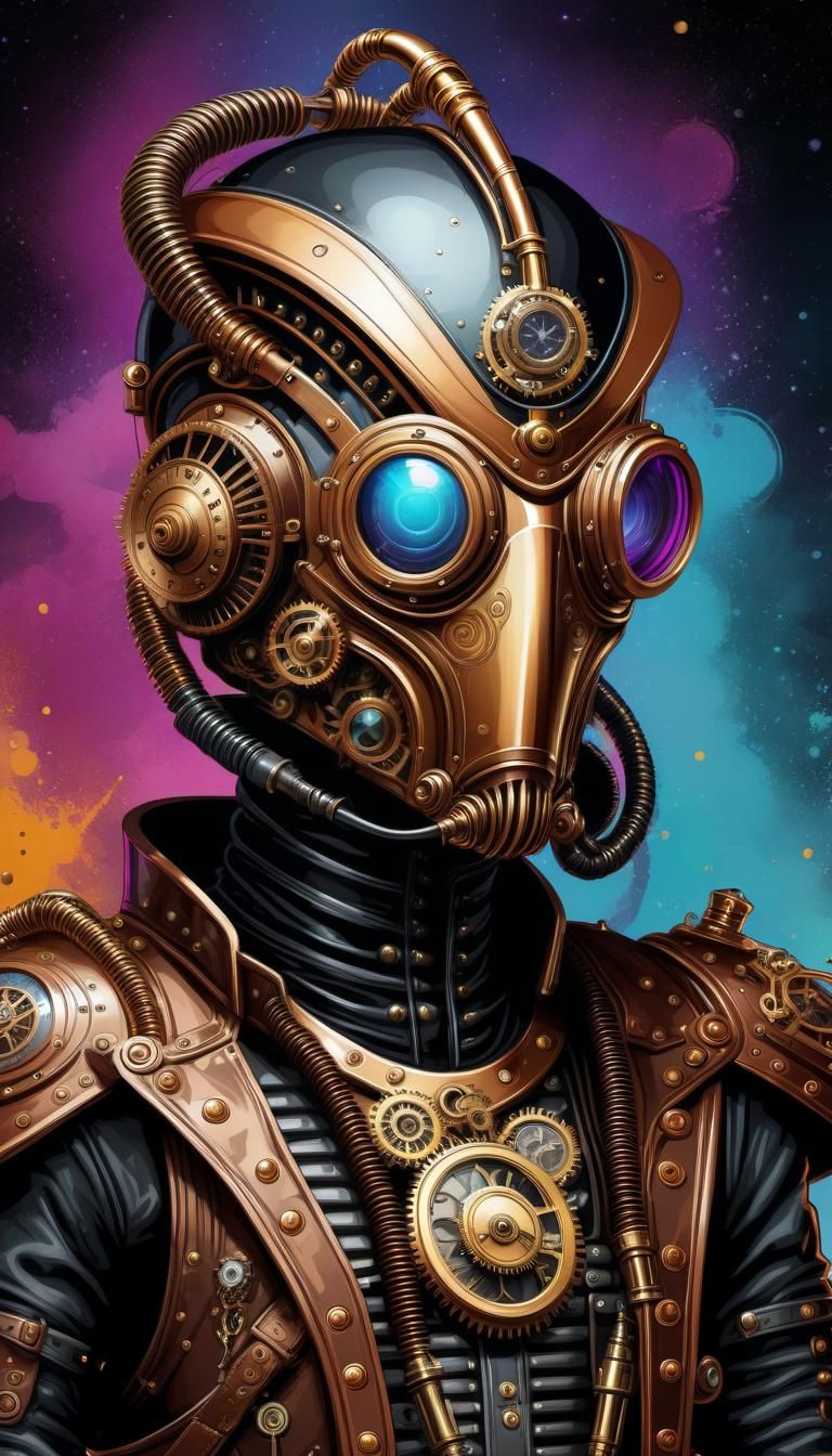 Steampunk Alien in Detailed Vector Design