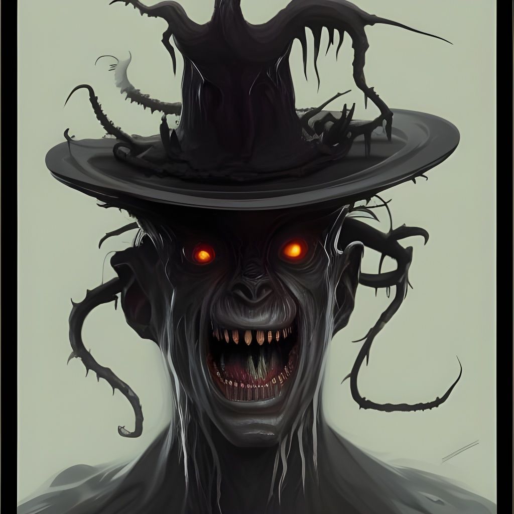Demonic Eldritch Babadook Portrait in Hyperdetailed Style