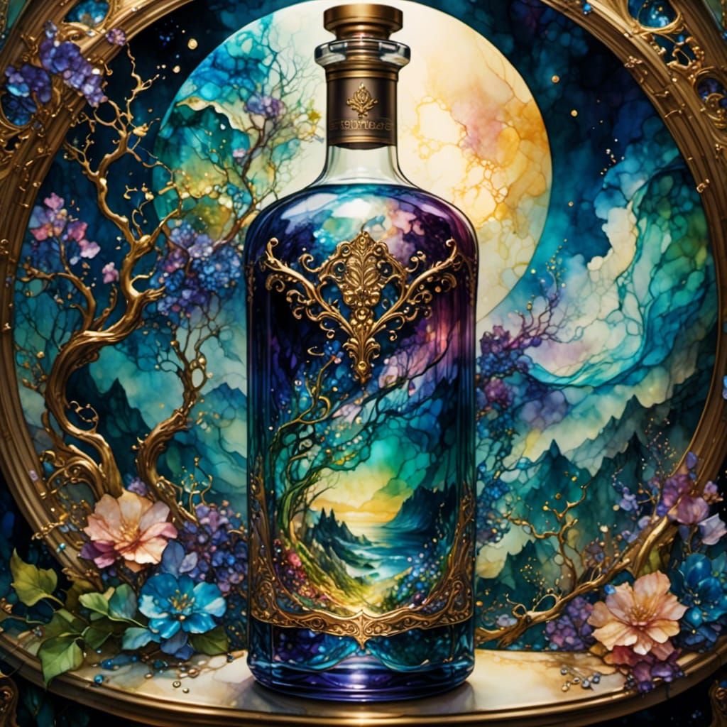 Fantasy Liqueur in Alcohol Ink Style