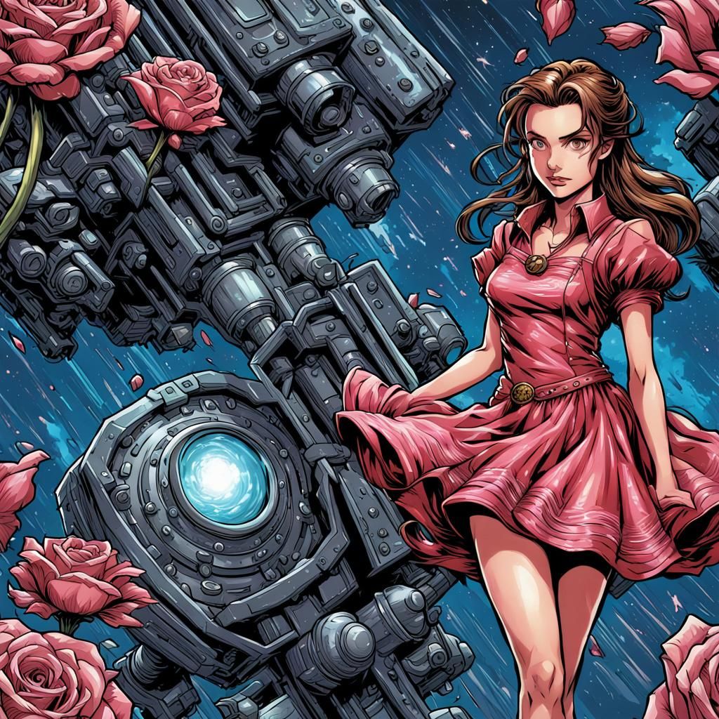 Aerith in Micro Dress: Comic Book Art