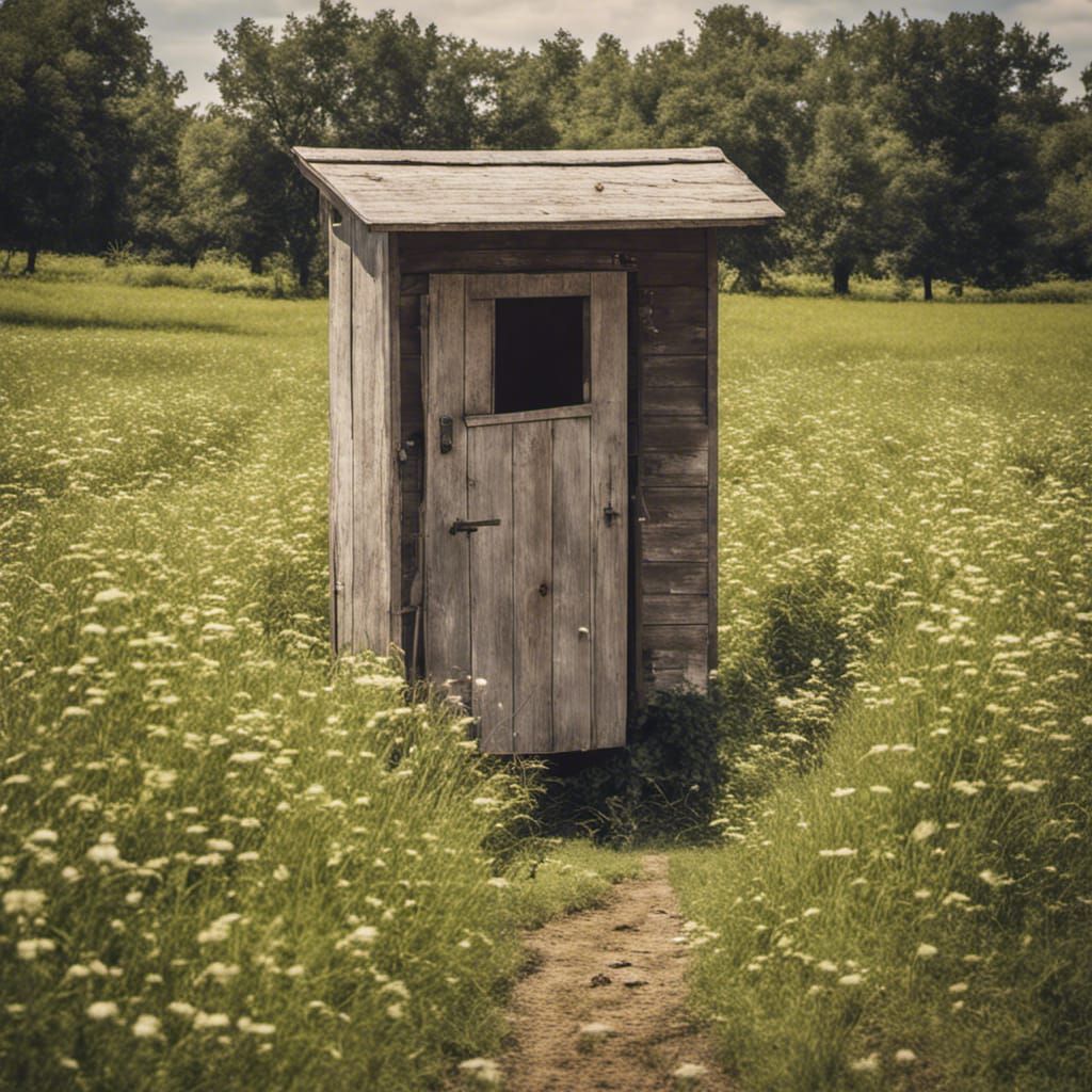 Outhouse on an Old Farm with Flies