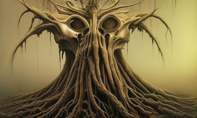 Macabre Bone Tree in Salvador Dali Style