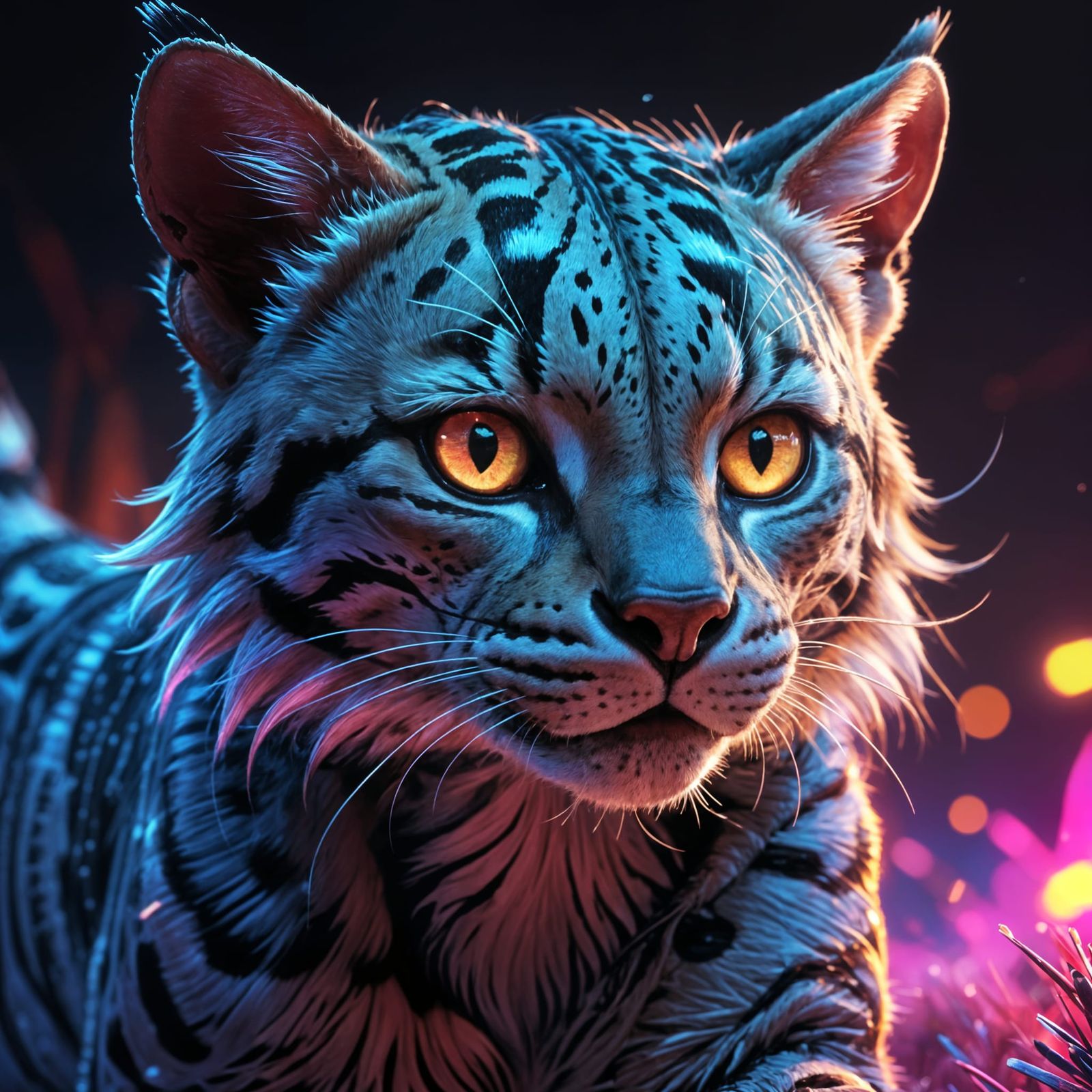 Dramatic Octane Render of an Ocelot