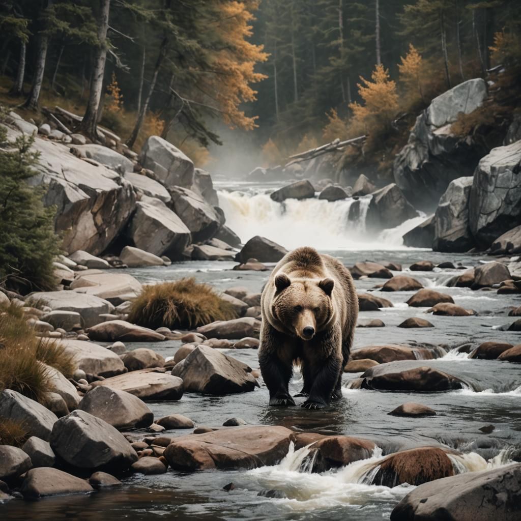 Majestic Grey Bear in Serene Wilderness