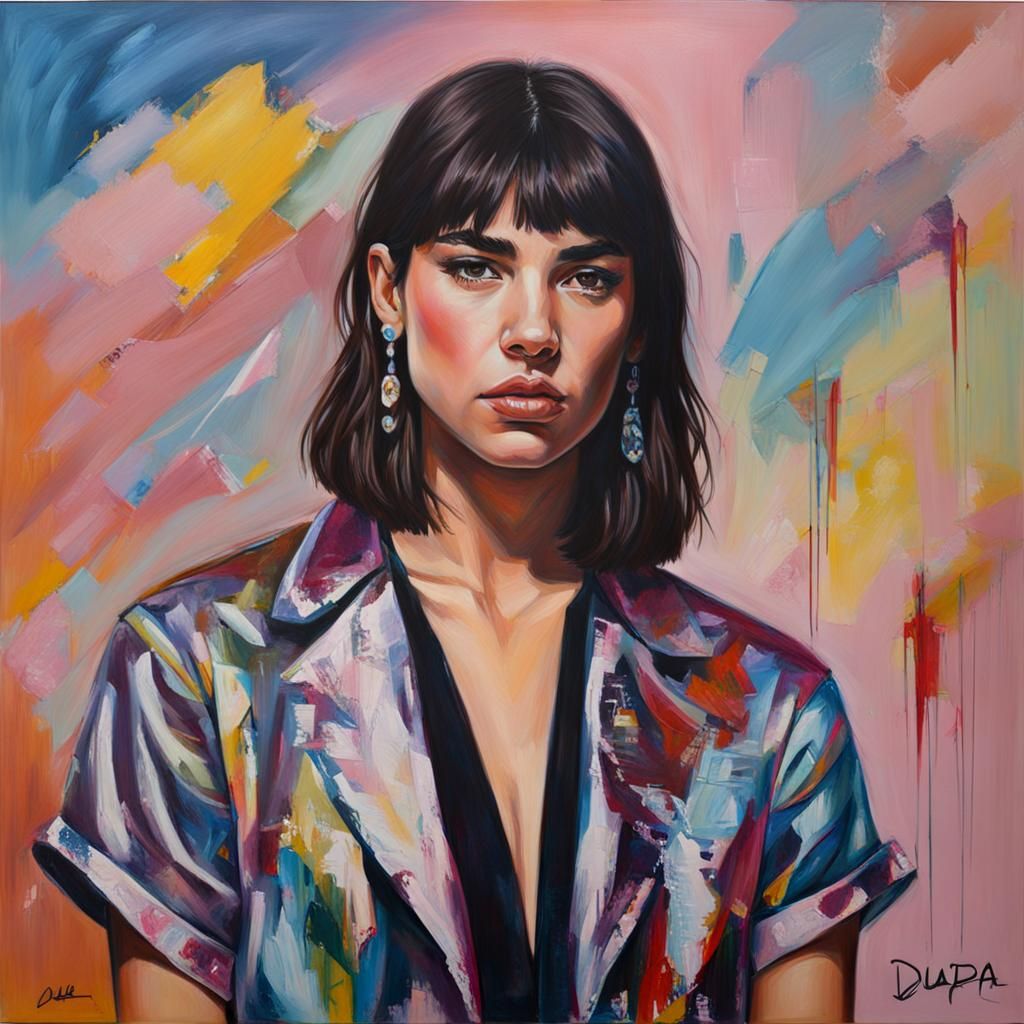 Dua Lipa Portrait in Oil Painting Style