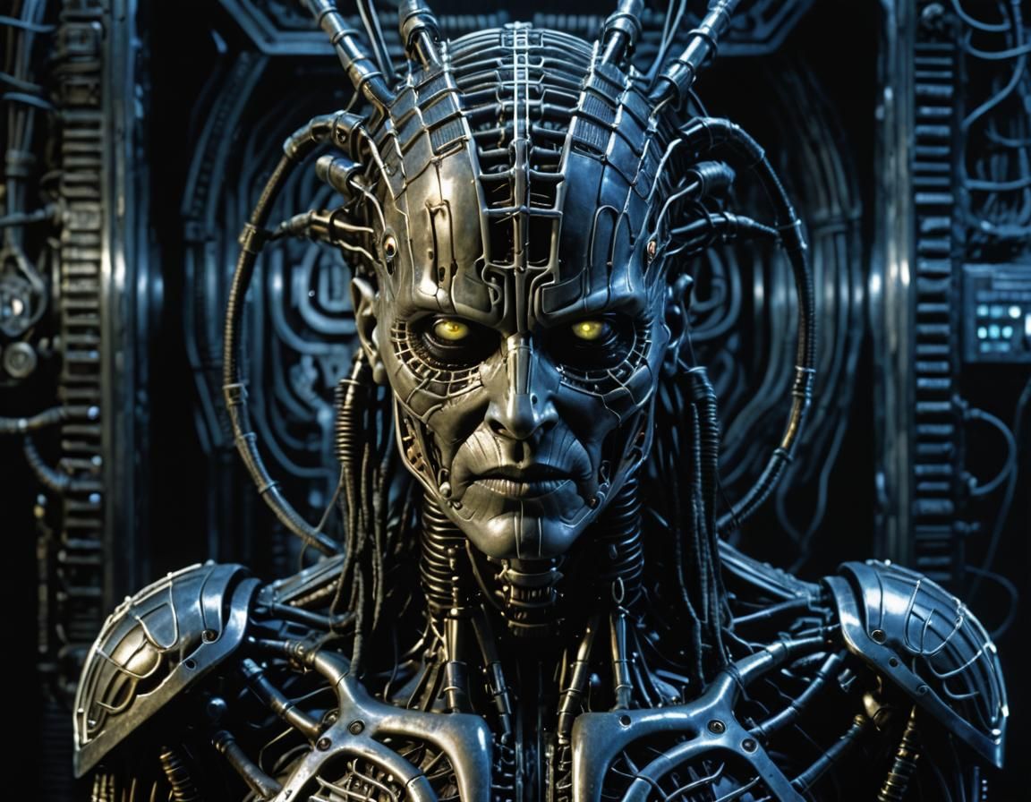 Futuristic Cybernetic Cenobite in Neon Style