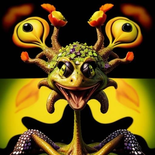 Mint Green Toad with Flowers in Forest Setting