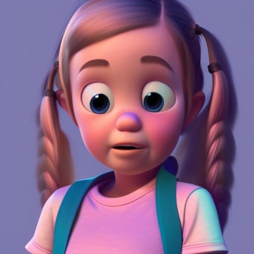 Girl with Pigtails: Pixar-Style 3D Digital Art