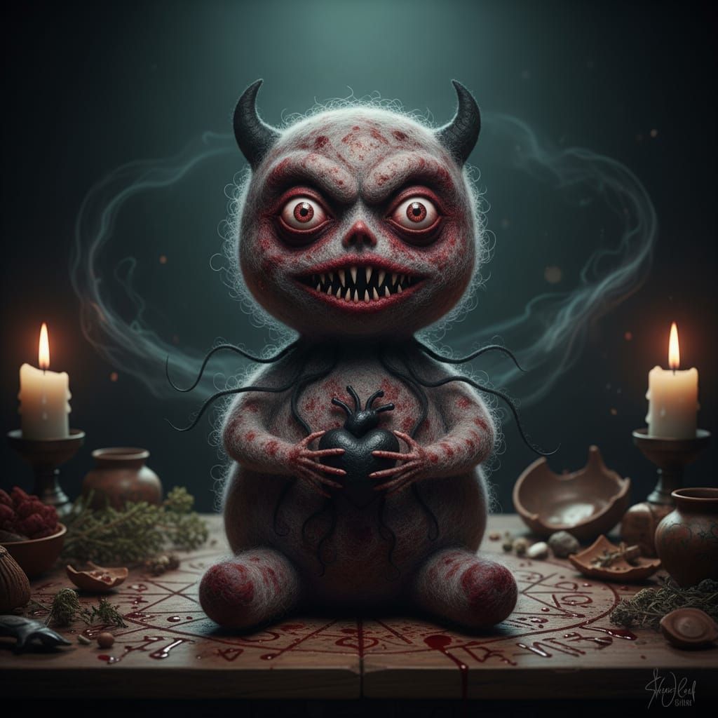 Evil Cursed Doll with Human Eyes