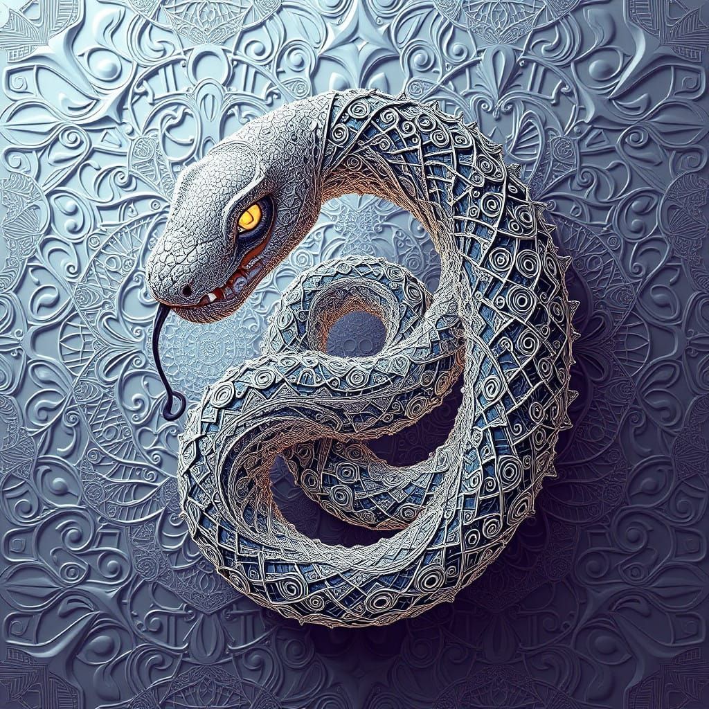 Swirling Python in Futuristic Fractal Pattern