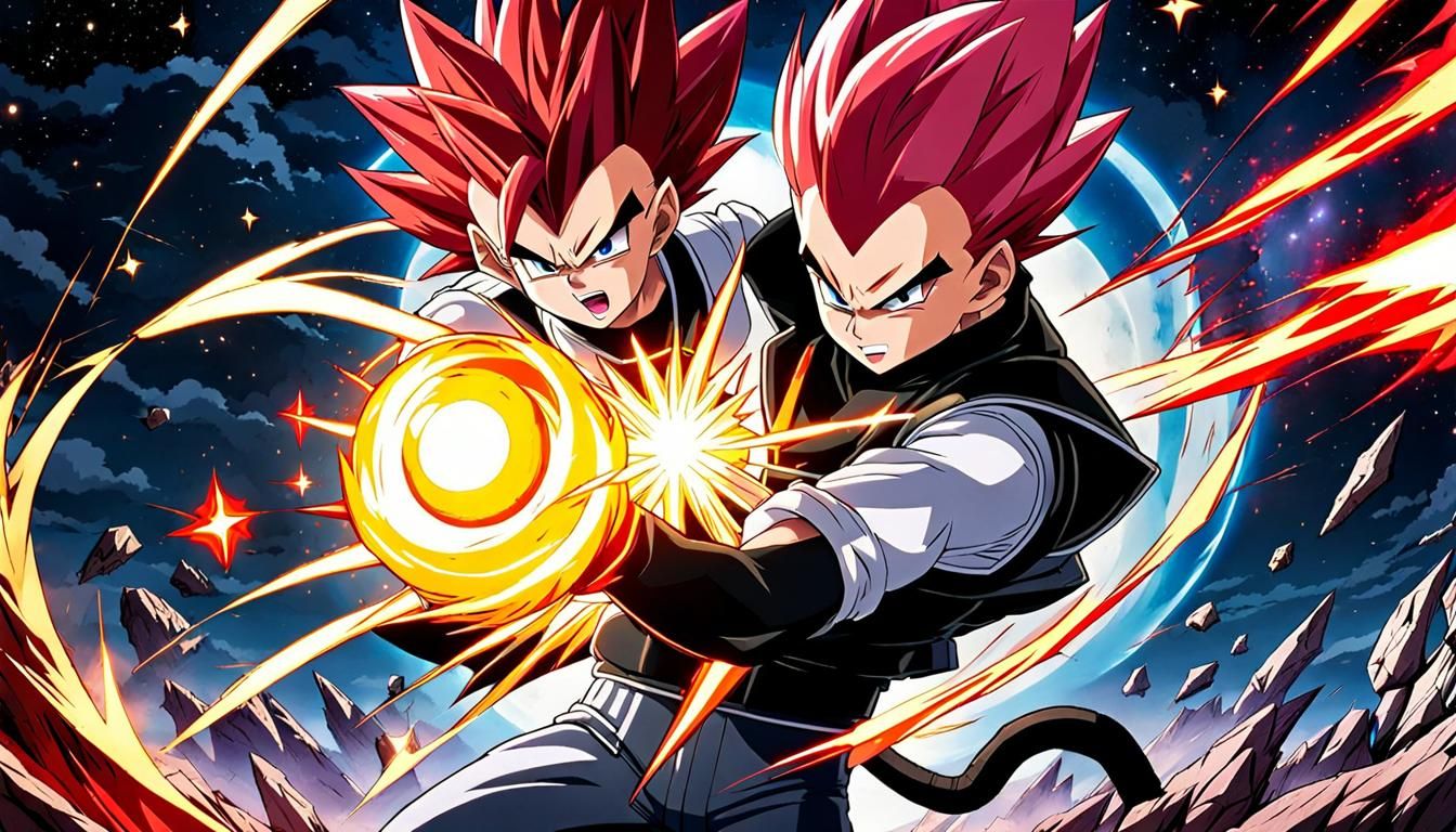 Vegeta and his brother in a battle (Dragon Ball)