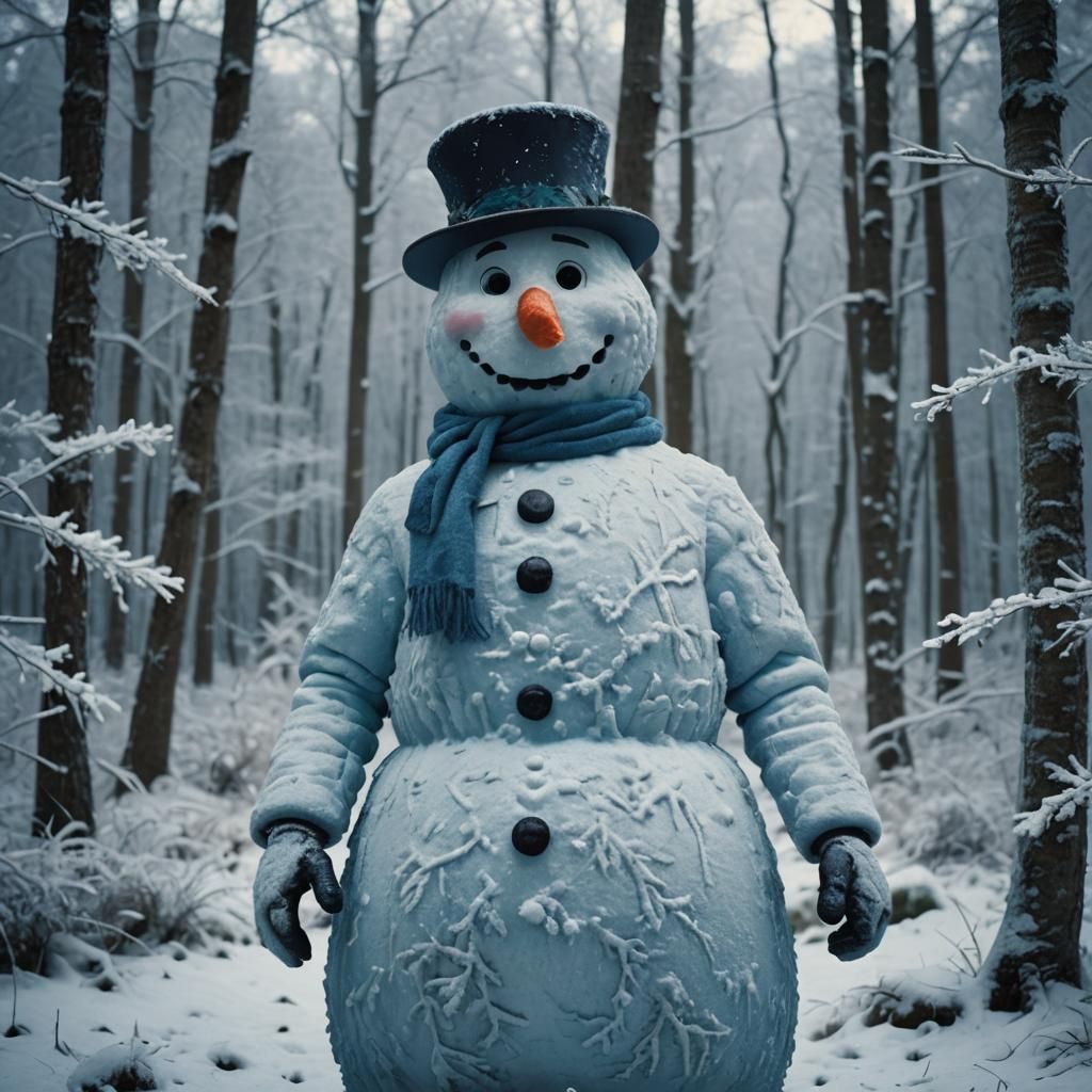 Frosty the Snowman in Snowy Forest, Cinematic Still