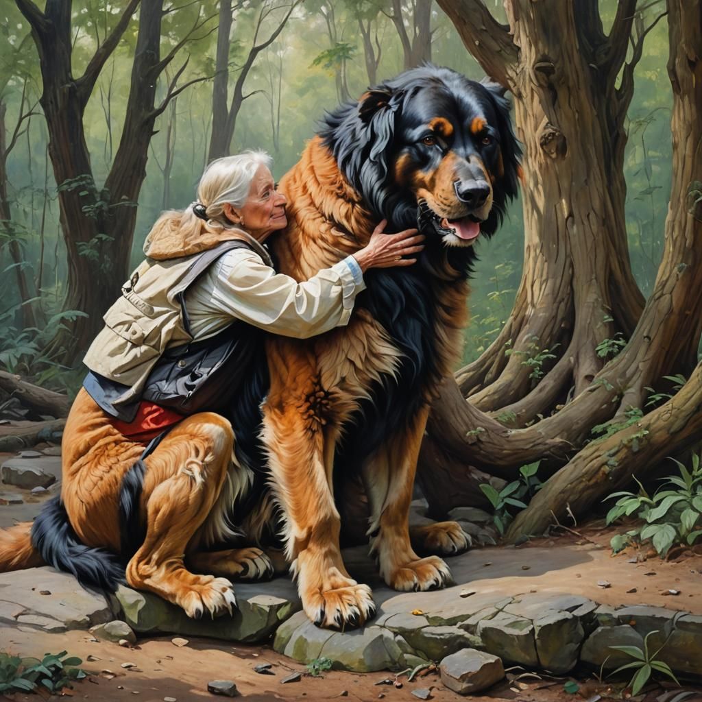 Giant Paw Hug: An Oil Painting in Gurney Style