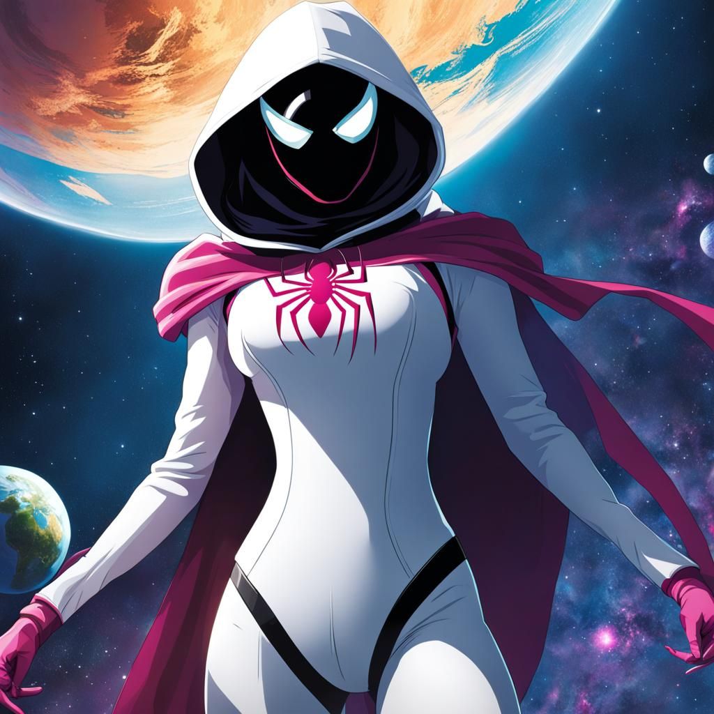 Giantess Spider-Gwen in Space Comic Art