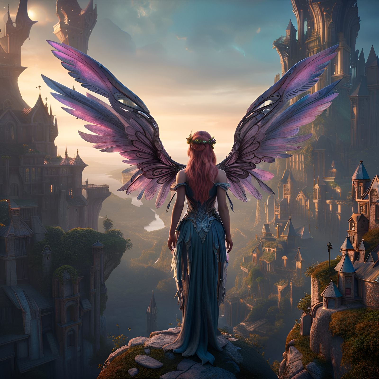 Fairy angel looking over the kingdom.