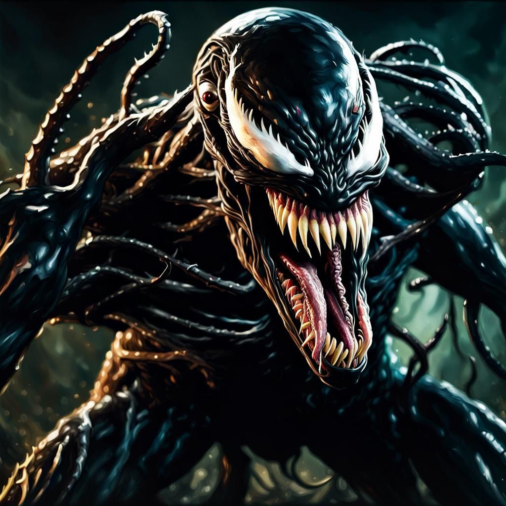Venom Symbiote: A Nightmarish Oil Painting