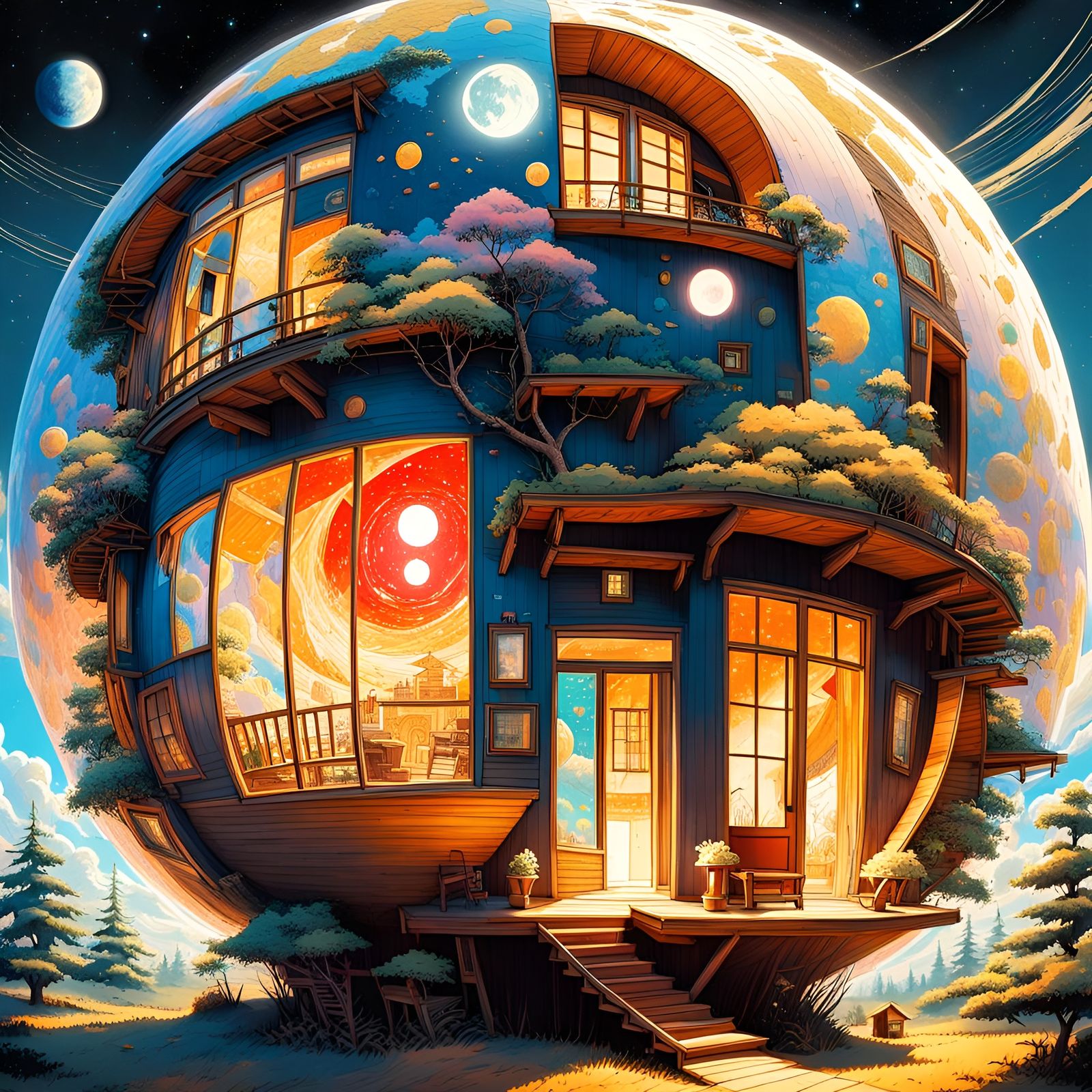 Abstract House in Globe  🎨🏠🌎