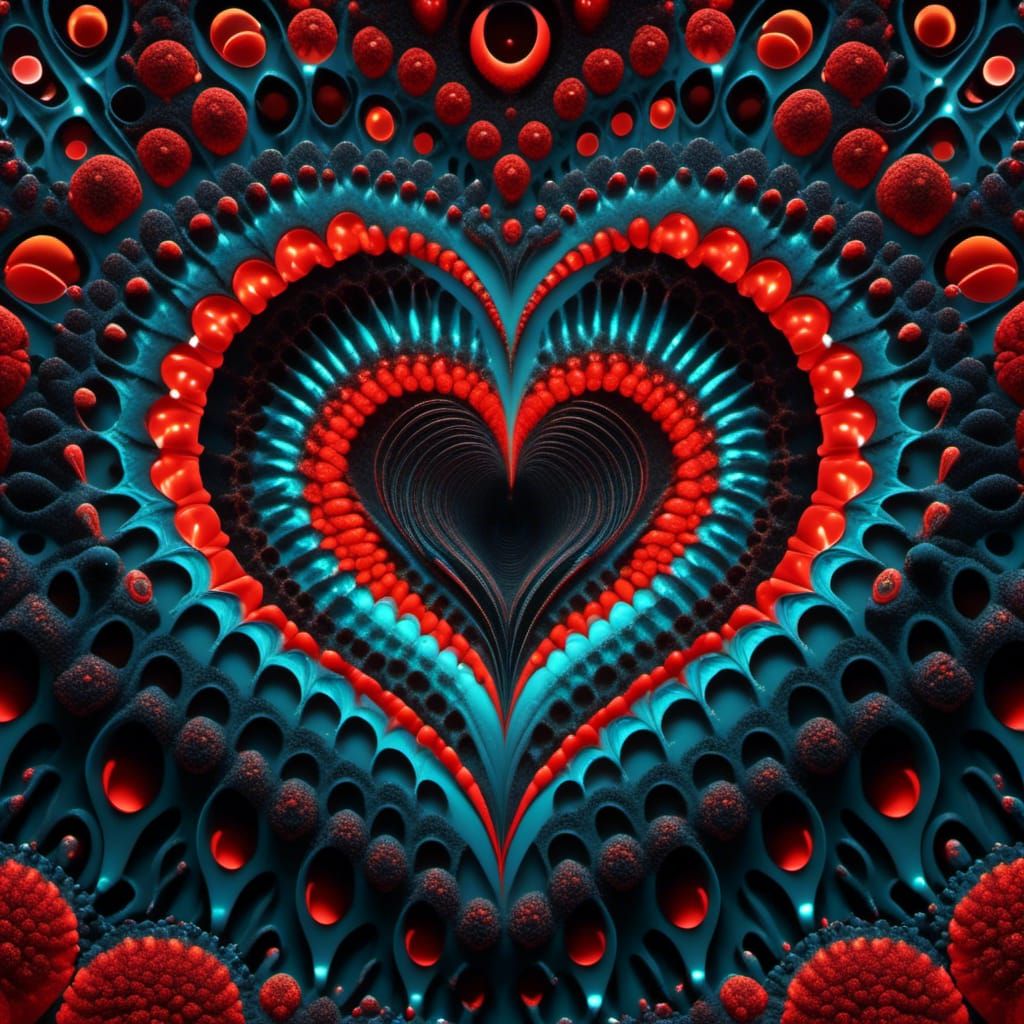 Glowing Fractal Heart in Dark Space