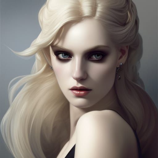 Elegant White Queen Portrait in Art Nouveau Style