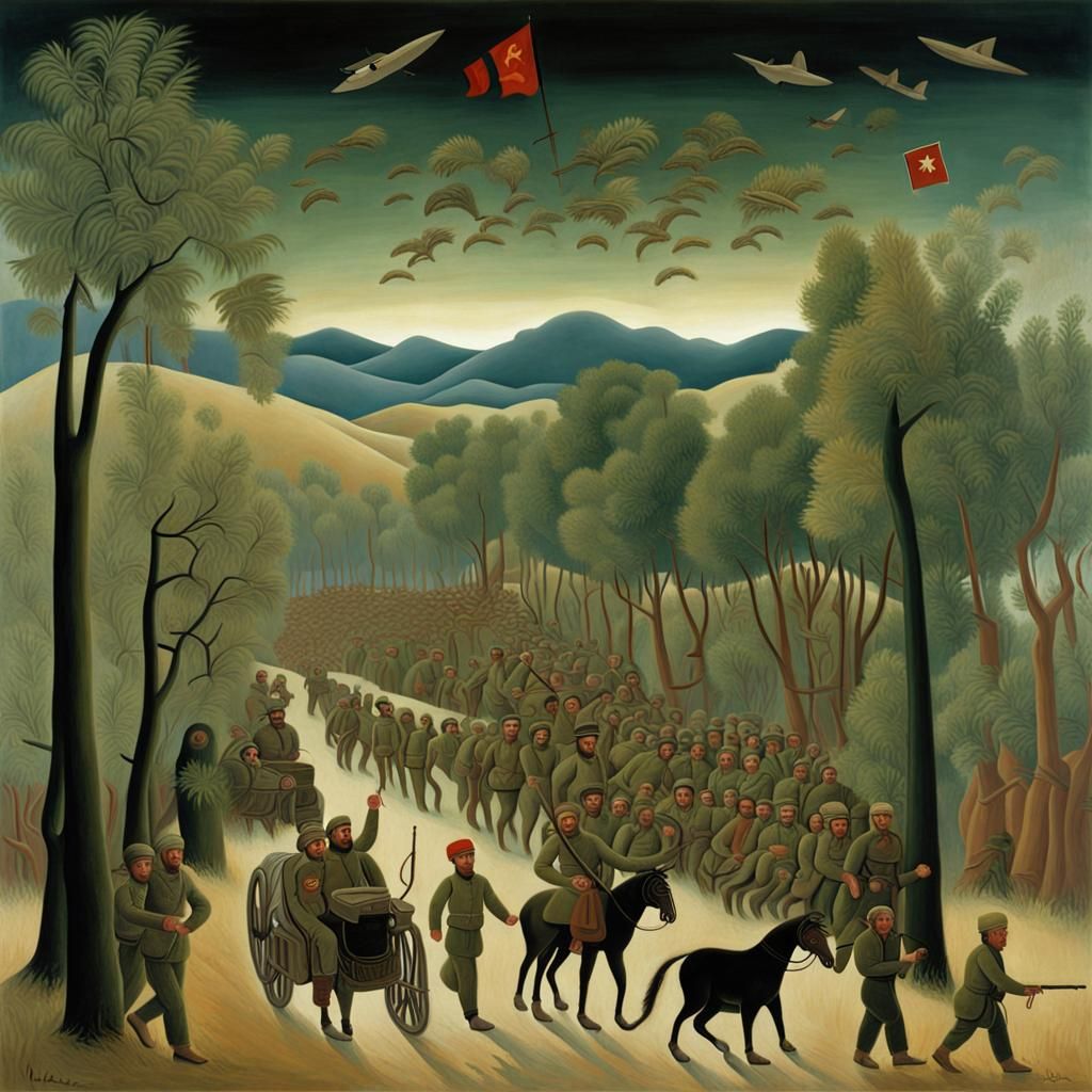 Soviet Invasion of Afghanistan: Rousseau-Inspired Painting