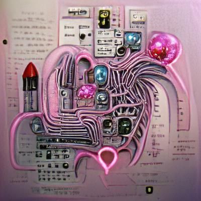 Bubblegum Goth Heart Circuitry Illustration