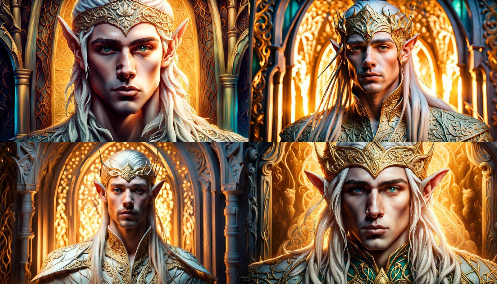 Elven Prince in Fairy Castle, Hyperrealistic Image