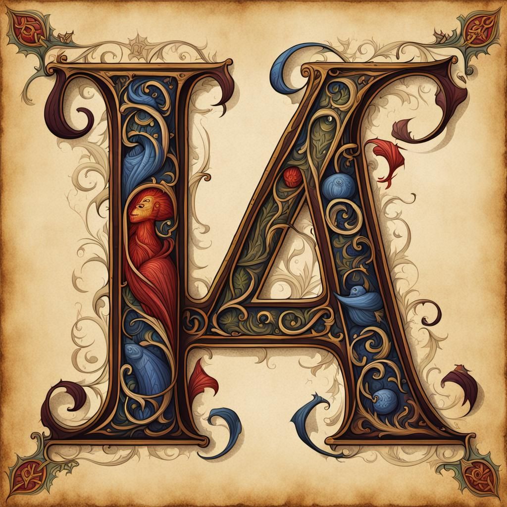 Gothic Illuminated Letter A Illustration