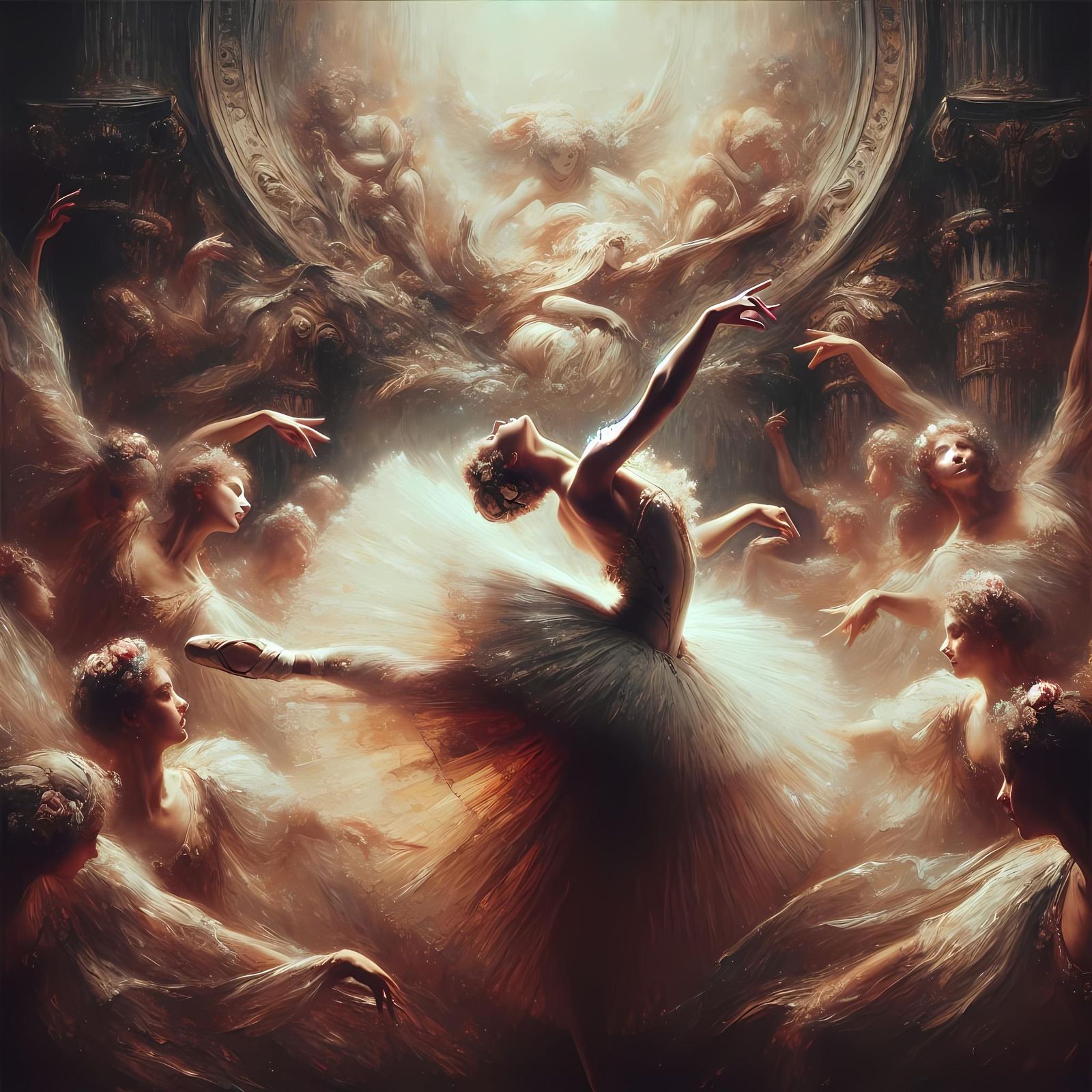 Ballerina Oil Painting in Romantic Style