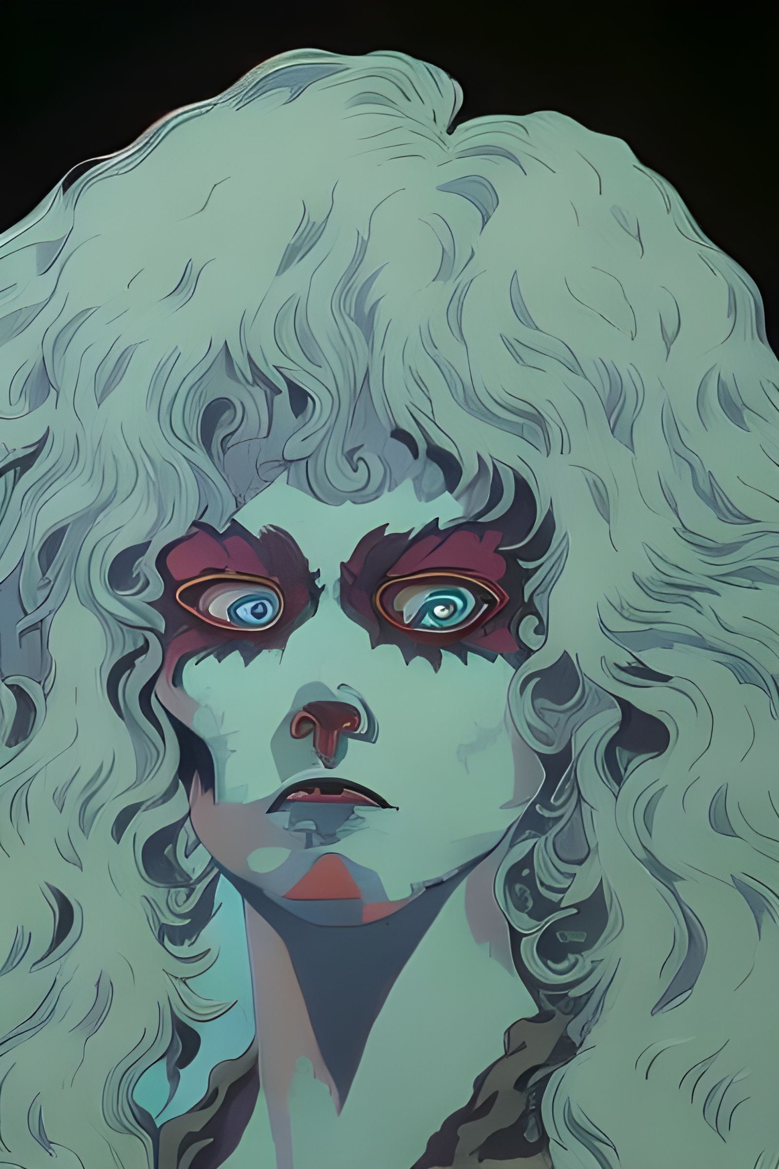 Psychedelic Horror Action Painting in Studio Ghibli Style