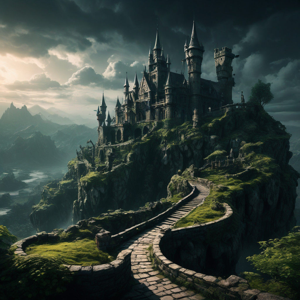 Gothic Castle Scene in Deep Fantasy World