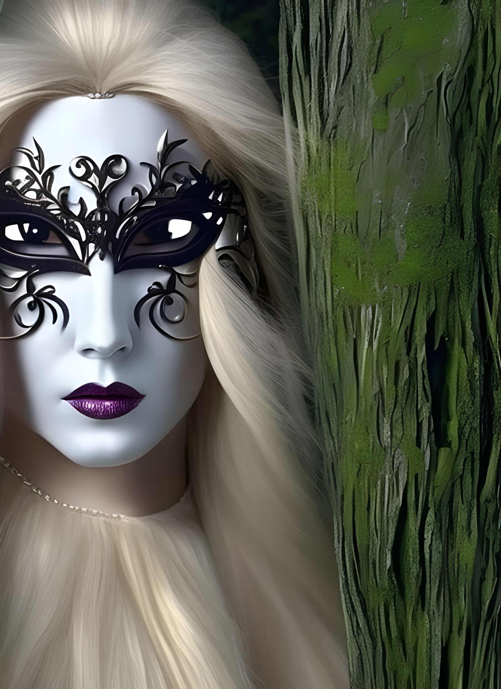 Fantasy Masquerade with Elves in Woods