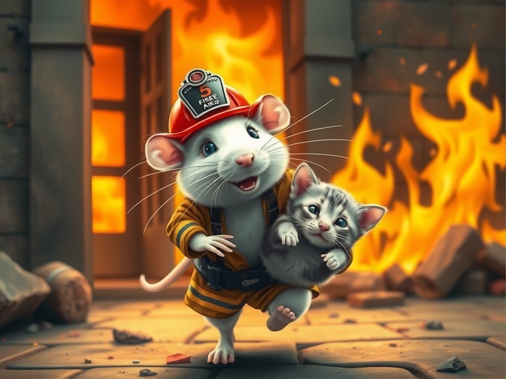 Firefighter Rat Rescues Kitten From Burning Building