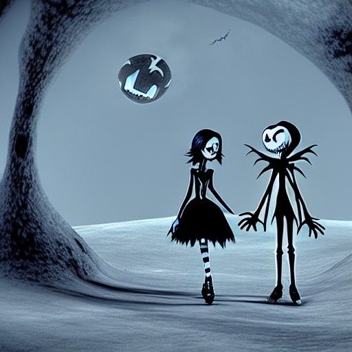 Jack Skellington and Sally on Ice Hill