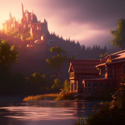 Contemplative Man at Sunset: 3D Game Cinematic