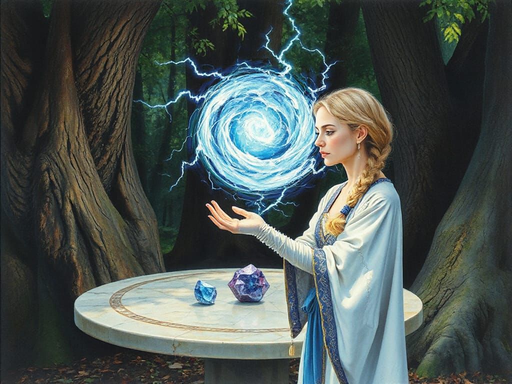 Ethereal Illustration with Runic Symbols and Dreamlike Vibe